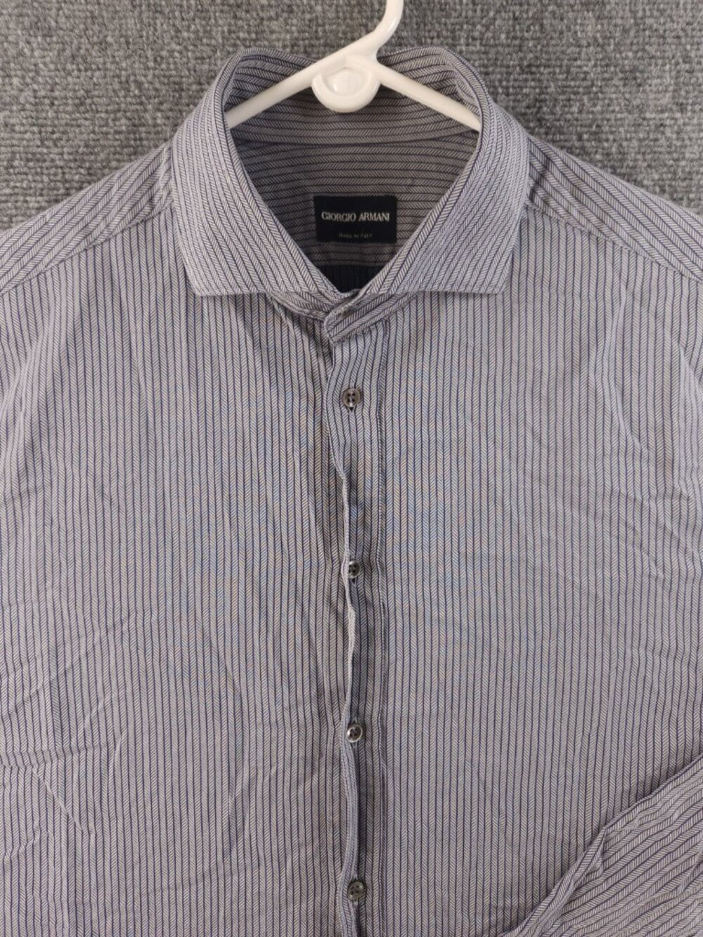 Giorgio Armani Italy Striped 16.5 Cotton Gray Blue Italian Long Sleeve Shirt Men